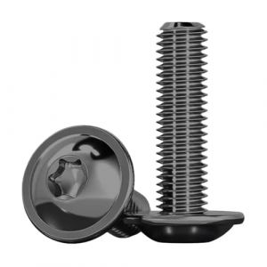 Drenky Vis Torx Noir 20 Pièces, M6x30mm Vis à Tête Plate Avec Bride ISO 7380-2 Vis à Brides Acier Inoxydable A2 V2A Vis Filetée Vis à Tête Plate Avec Rondelle, Filetage Complet (Drenky-EU, neuf)