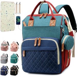SHITIESHOU Sac à dos à langer pour bébé, fille, garçon, sac à langer pour papa, maman, avec coussinet, 16 poches, étui pour tétine, grand sac à langer unisexe pour voyage (coloré) (shanghuimaoyi123, neuf)