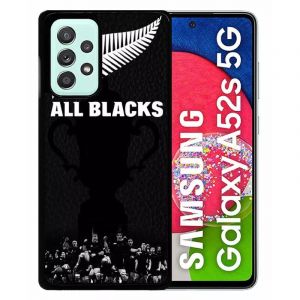 G&eacute;n&eacute;rique Coque pour Galaxy a52s 5g - Nouvelle zelande Rugby - Silicone - Noir (topshirt, neuf)