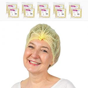 ARNOMED® Charlotte Cheveux Jetable 52 cm Jaune [1000 PIÈCES] - Filet Cheveux Plastique pour OP, Cuisine & Hygiène - Bonnet à Usage Unique - Charlotte Alimentaire de Protection des Cheveux en Tissu (arnowa, neuf)