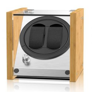 Watch Winder Smith® Remontoir à Montres Automatique pour 2 Montres,100% Artisanat Conception de Brevet en Bois de Bambou,Moteur Japonais Ultra-Silencieux à AC ou à Piles … (Tibet Code, neuf)