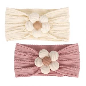 2 Pi&egrave;ces Bandeau Bebe Fille Fleurs Bandeaux Extensible, Nylon Bandeaux Fait Main Bandeau Cheveux Fille, Bandeau Turban B&eacute;b&eacute;, Bandeau &eacute;lastique pour B&eacute;b&eacute;, Bambin (ALPHASS LOGISTICS LTD, neuf)