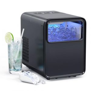QEXREED Machine à Glaçons, 12 kg/24 h, 9 Glaçons en 6 Minutes, Machine a Glacons Autonettoyante avec Cuillère à Glaçons et Panier, 2 Tailles de Glaçons pour la Cuisine à Domicile Bureau Bar Party (GZTUOYAO, neuf)