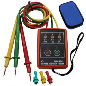 WIYETY Testeur de phase portable à 3 phases : compteur de champ rotatif AC 60 V ~ 600 V, testeur de rotation à 3 phases, testeur de tension avec buzzer et pinces crocodiles pour appareils de haute (CAUSEWAY CONSTRUCTINO, neuf)