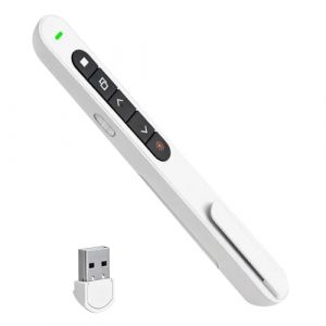 USB T&eacute;l&eacute;commande de Pr&eacute;sentation avec Pointeur Rouge, T&eacute;l&eacute;commande Ordinateur pour Google Slides Keynote MS Word ACDSee Prezi, Zapette PowerPoint pour Enseignement Bureau Conf&eacute;rence (Blanc) (YangZhengYa, neuf)