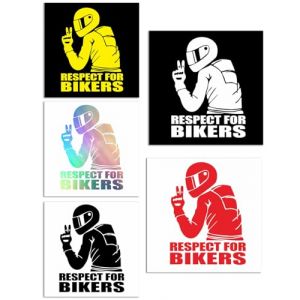 TPZORJX 5PCS Respect pour les Cyclistes Autocollant R&eacute;fl&eacute;chissant, autocollant moto,Respect pour les Motards Autocollant de Moto Autocollants de Voiture Autocollant de D&eacute;coration de Voiture de (Sunlaxy OU, neuf)