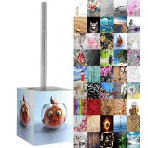 Sanilo Brosse WC et Porte Brosse, Grande s&eacute;lection de brosses WC et de Portes Brosse, Manche en Acier Inoxydable, avec t&ecirc;te de Brosse rempla&ccedil;able, Facile d'entretien (Poisson Rouge) (Baintastique, neuf)