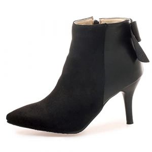 OALEEN Bottines Femme Talon Haut Aiguille Effet Daim Cuir Bout Pointu Chaussures Boots Hiver Noir 48 (OALEEN VOGUE, neuf)