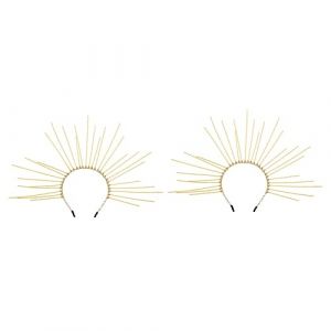 2 Pièces bandeau d'halloween hair charms hair toppers robe habille femme costume de déesse grecque femme costume de déesse d'halloween cerceau de cheveux bandeau femme Métal Golden SOIMISS (Star-wish, neuf)