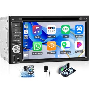 OiLiehu Autoradio 2 Din Lecteur CD/DVD avec CarPlay Android Auto, 6,2'' Écran Tactile Lecteur MP5 Radio avec Bluetooth, FM/AM Radio, Lien Miroir, AUX-in, SWC, EQ, Subwoofer, USB, Caméra Arrière (Liuhuzhekeji, neuf)