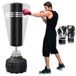 Moziel Sac de Frappe sur Pied 178 cm avec Gants Punching Bag Debout Adulte Sac de Frappe Boxe Autoportant 19 Ventouses avec Système Amortissement Hydraulique (Elektronik Trade, neuf)