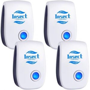 Ultrason Anti Moustique, 4 Pack Ultrason Souris et Rats & Insectes R&eacute;pulsif &Eacute;lectronique, R&eacute;pulsif Ultrason pour Anti Souris, Rats Fourmis Araign&eacute;es Moustiques (HSfenting, neuf)