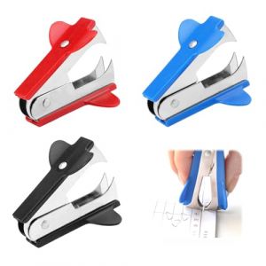 3 Pi&egrave;ces Mini &ocirc;te-Agrafes Bureau, Poign&eacute;e Extra Large Extracteur D'agrafes de Couleur, M&eacute;tal Plastique Outil D&eacute;grafeur Portable, Fournitures de Bureau pour Livres, Journaux, Papier D'emballage (hejiuwenhua, neuf)