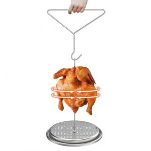 Support de poulet durable : acier r&eacute;sistant &agrave; la rouille, support vertical sur&eacute;lev&eacute;, facile &agrave; nettoyer, ajustement universel | Grille, au four, barbecue en plein air, co (sunnek, neuf)