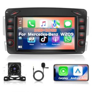 Podofo Autoradio pour Mercedes Benz Classe C/CLK/G W203 W209 W463 Vito 2+32G Radio Android 13 avec Apple Carplay, Android Auto, écran 7 Pouces, Navigation GPS, FM/RDS, WiFi, Bluetooth, Caméra de Recul (podofo Shop, neuf)