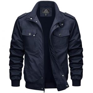 MAGCOMSEN Veste Militaire Homme, Cargo d'extérieur Mi-Saison Pour, Coupe-Vent, Pour le Printemps Décontractée en Coton, Col Montant, Veste de Travail à Poches Multiples (MAGCOMSEN SHOP, neuf)