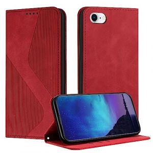 Fatcatparadise Coque pour iPhone 6S/6, Coque iPhone 6S/6 (4,7 Pouces), Housse en Cuir PU Pochette Portefeuille &Eacute;tui Rabat Clapet Case Porte Carte Magn&eacute;tique Etui de Protection Flip Case (Rouge) (Boloker, neuf)
