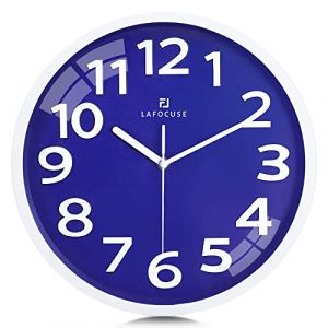 Lafocuse 30cm Horloge Murale Bleu Marin Grande Chiffres 3D, Silencieuse Pendules Murales Moderne, sans Tic-tac Facile &agrave; Lire D&eacute;co pour Cuisine Salon Chambre Bureau (QuareBest, neuf)