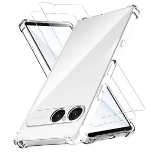 Anoowkoa Coque pour Sony Xperia 10 VII +2 Pi&egrave;ces Verre Tremp&eacute; - Coque Hybride TPU Antichoc et PC Transparent Housse de Protection en Silicone Rigide Anti Choc &Eacute;tuis (funan, neuf)