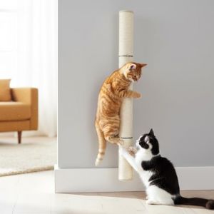 Pinkgarden Griffoir mural pour chat de 81 cm, poteau en sisal extra haut pour grands chats d'int&eacute;rieur, poteau d'escalade mural vertical peu encombrant avec bois naturel et design rotatif &agrave; 360&deg; (Pinksheep Garden, neuf)