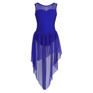 ranrann Enfant Fille Asym&eacute;trique Robe Danse Classique Justaucorps sans Manche Robe Danse Latine Ballet Costume Spectacle Dancewear A Bleu 12 Ans (ranraneu, neuf)
