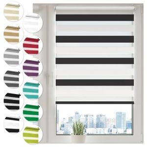 Sonello Store enrouleur Jour Nuit Klemmfix sans perçage 45cm x 100cm Noir/Blanc Facile à Installer avec Clips pour Fenêtre ou Porte, Stores Zébrés de Protection Solaire,Store enrouleur en Tissu Double (GardenFlora - Home & Garden, neuf)