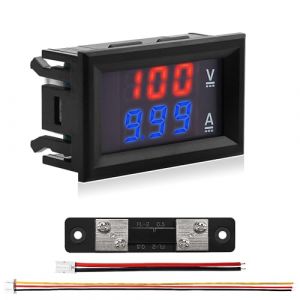 VooGenzek 0.28" LED Voltm&egrave;tre Amp&egrave;rem&egrave;tre, D&eacute;tecteur Rouge et Bleu Tension Amp&egrave;rem&egrave;tre Panneau Amp&egrave;re Voltm&egrave;tre, DC 0-100V 50A, avec Shunt de Courant 50A, pour Amp&eacute;m&egrave;tre Volt Amp&egrave;re Gauge Panneau (VooGenzek, neuf)