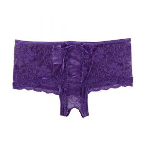 ohyeahlady Grande Taille String Ouvert Femme Sexy Chic Hot Culotte Dentelle Brésilien Strings et Tangas Tenue Hot sous-vêtement(M-L,Violet B) (ohyeahlady, neuf)