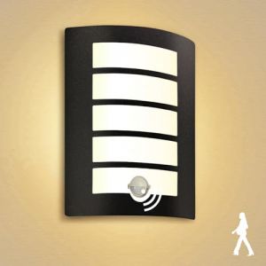Wondlumi Applique Murale Extérieur/Intérieur avec Détecteur de Mouvement E27 LED Noir,12W Blanc Chaud 1200lm Luminaire IP44 Exterieur Étanche ABS,Lampe Exterieur pour Escalier Couloir Garage (Kaihui-EU, neuf)