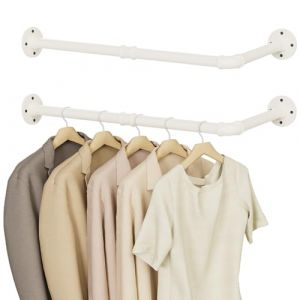 YheenLf Tringle a Vetement Industriel, Penderie Murale 60cm, Portant &agrave; V&ecirc;tement, Portemanteaux Muraux, pour Salon, Chambre, Gain de Place, Montage Facile, Robuste et Durable, Beige, 2er Set (YheenLf, neuf)