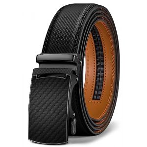 KEMISANT Ceinture Homme, Ceinture Automatique Cliquet en Cuir pour Hommes Robe Costume,Largeur 35mm,Taille Ajustable,Noir2492,140cm/42-48" taille r&eacute;glable (KEMISANT, neuf)