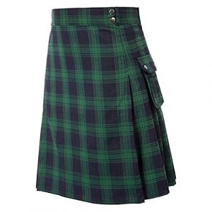 Kilt écossais classique pour homme - Jupe à carreaux avec poches - Jupe courte à carreaux - Kilt écossais classique avec poches contrastées - Style écossais, O Vert., XL (SDFKLJV, neuf)