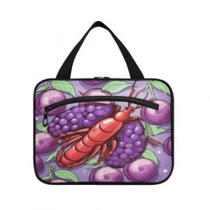 Linnyio Homard De Dessin Animé Violet Trousse de Toilette de Voyage Suspendue Maquillage,Grande Capacité Pliable Rangement Sacs de Lavage pour Femmes Filles (Linnyio, neuf)