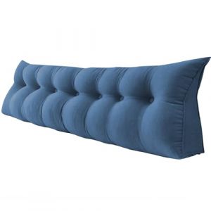 VIIROUD Coussin Triangulaire Incliné, Coussin TêTe De Lit, Coussin De Lecture, Coussin De Dos, Dossier De Soutien, Appuie, Coussin Lombaire d'angle, pour TêTe De Lit,200 * 50 * 20 cm-Bleu Profond (Hechheu, neuf)
