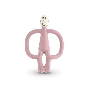 Matchstick Monkey, Anneau de dentition original et applicateur de gel, jouets de dentition en silicone antimicrobien pour bébé, facile à saisir, sans BPA, 3 mois et plus, 10,5 cm, singe rose poudré (Matchstick Monkey Official, neuf)