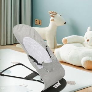 Supfine Transat Bébé MIMI, Transat Bebe Evolutif Ergonomique pour Nouveau-nés de la Naissance aux Tout-petits, Dossier Réglable, Tissu Doux et Respirant, Pliable, 2,5 kg - 10 kg (Gris) (hlang EU, neuf)