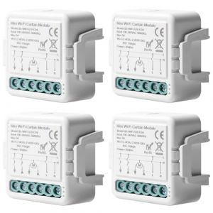 Tuya Lot de 4 modules d'interrupteur intelligent pour volet roulant WiFi 2,4 GHz Alexa Smart Commande de volet roulant par application Minuterie pour moteur de volet roulant, fonctionne avec Alexa (RAMONISA SHOP, neuf)