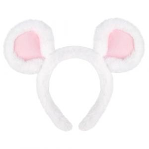 Bandeau oreilles d'ours, oreilles d'ours blanches en peluche douce, adorable couvre-chef &eacute;lastique pour femmes et enfants, blanc (Weiyunqin Building, neuf)