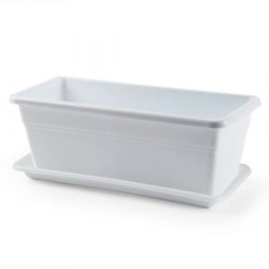 Acan Tradineur PLFT Pot de fleurs rectangulaire en plastique avec trous de drainage 40 cm Blanc (TRADINEUR, neuf)