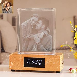 Brocade Creek Veilleuse Rectangulaire Personnalisée Lumière Cristal 3D Gravure Photo Personnalisée Lumière LED Changement de Couleur Avec Base d'Horloge Cadeau Personnalisé Maison Décorations de Noël (SHUJING, neuf)