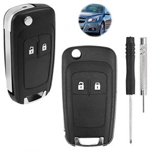 Lot de 2 Coques de clé de Voiture 2 Boutons - Boîtier de clé de télécommande Compatible avec Chevrolet Aveo Matiz Cruze Captiva Spark Orlando Trax et Opel Vauxhall Astra Insignia Vectra (Alppihym, neuf)