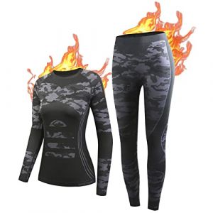 NOOYME sous Vetement Thermique Femme Fonctionnel Ensemble Ski Femme Antibactériens sous Vetement Chaud Femme Flexible Respirant Ensemble de Ski Femme Tenant Chaud pour Automne Hiver (Qiaoge SHOP, neuf)