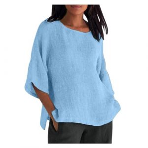 Chemise en Lin féminine, Haut de soirée Femme, Chemisier, Tuniques en Linge, Haut Paillette, Haut Dentelle, Haut Noel Femme Chic, Body Tulle Transparent Femme, t-Shirt Femme, Tops en Lin en Coton (keainie, neuf)
