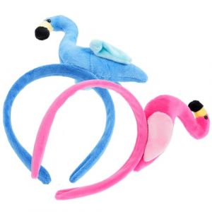 VICASKY Lot de 2 Serrage-T&ecirc;tes Flamant Rose en Tissu L&eacute;ger Taille Unique Couleurs Rose Fuchsia et Bleu Marine Accessoires Animaux D&eacute;coratifs pour F&ecirc;tes Festivals et S&eacute;ances Photo (Covenant of Nauru, neuf)