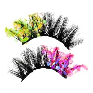 Happyyami 1 Paire Faux cils à paillettes colorées les femmes cils extensions de cils scintillants faux cils naturels faux cils vaporeux curling des cils faux cils individuels Plastique (Liunmiao, neuf)