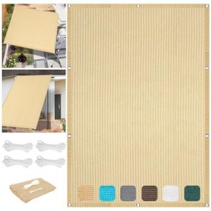 Voile Ombrage Rectangulaire 1.2 x 3 m HDPE Respirant Filet D'Ombrage Toile Filet Brise Vue Extérieur, Jardin, Terrasse, Balcon Aux UV 98% avec Oeillets et Cordons Brise Vent, Couleur Crème (LvLiangLiMeiDianZiShangWuYouXianGongSi, neuf)