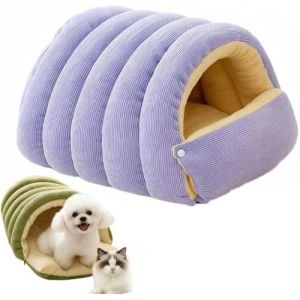 Starnearby Nid Douillet pour Chat, Panier Chaud, Lit Grotte pour Chats, Grotte pour Chat Interieur, avec Coussin Amovible, Lavable, Niche en Peluche pour Chats et Petits Chiens (Violet, M:45x30x19cm) (Pasercvxzoreso, neuf)