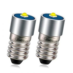 Ruiandsion Ampoule LED E10 4,5 V 2525 3 W Blanc Ampoule de remplacement pour lampe frontale et lampe torche Terre n&eacute;gative, Lot de 2 (Ruiandsion, neuf)