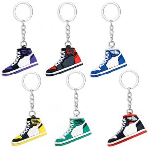 Clyhon Porte-Clés Sneaker, 6 Pièces Porte Clés de Chaussures de Sport, Mini Porte Clés Chaussures de Basket-ball, Porte Clef Footballpour Hommes Femmes Enfants Cadeaux (Clyhon, neuf)