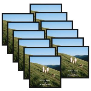 Giftgarden Lot de 12 Cadre 30x30 cm Noir, Cadres Photo Carré 30x30, Pour Protéger et Afficher des Photos, Diplômes-Uniquement Pour Accrochage Mural (Gift_Garden, neuf)